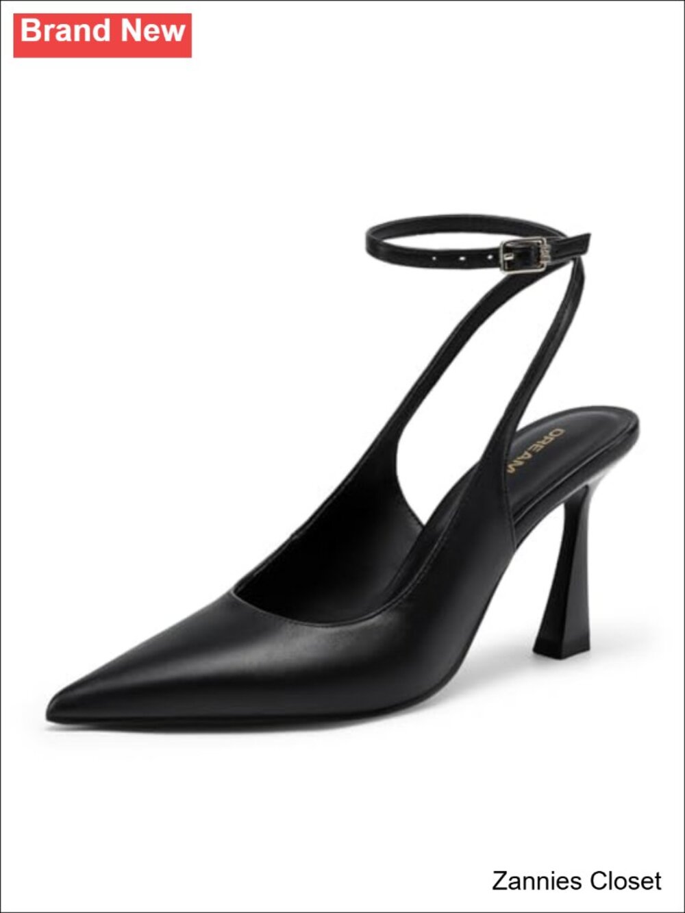 ✨ Pointed Toe Slingback Pumps Faux Leather Heeled Dress Shoes